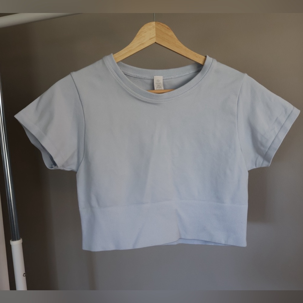 Aerie Offline Light Blue Cropped Athleisure Top